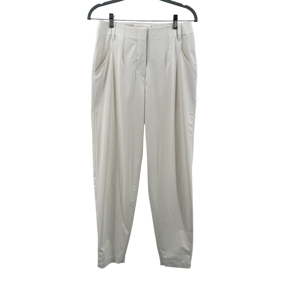 Williams Athletic Club Pants Womens S Cream Pleated Crop Stretch Trousers